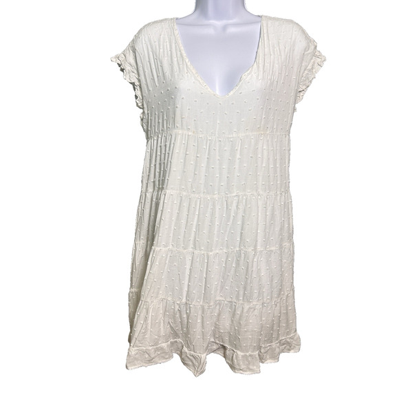 Urban Outfitters Swiss Dots Mini Dress Womens Medium Cottagecore Peasant Soft - Picture 1 of 8